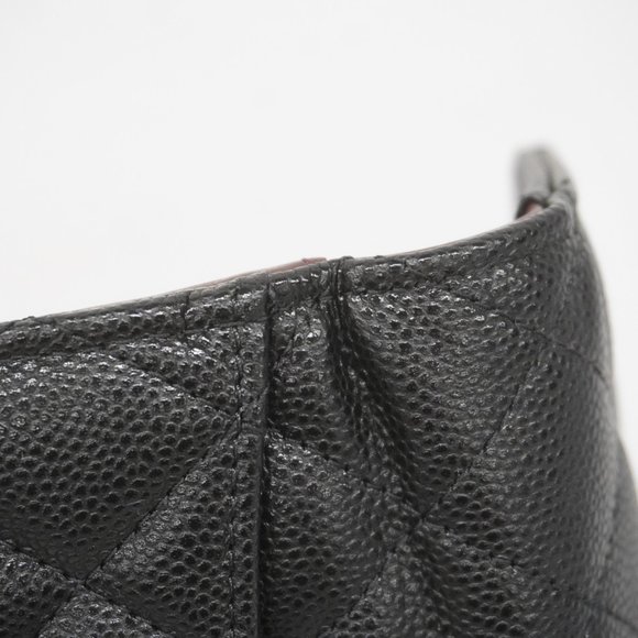 CHANEL Tri-fold Wallet Matelasse Caviar Skin Black Champagne - Picture 7 of 9